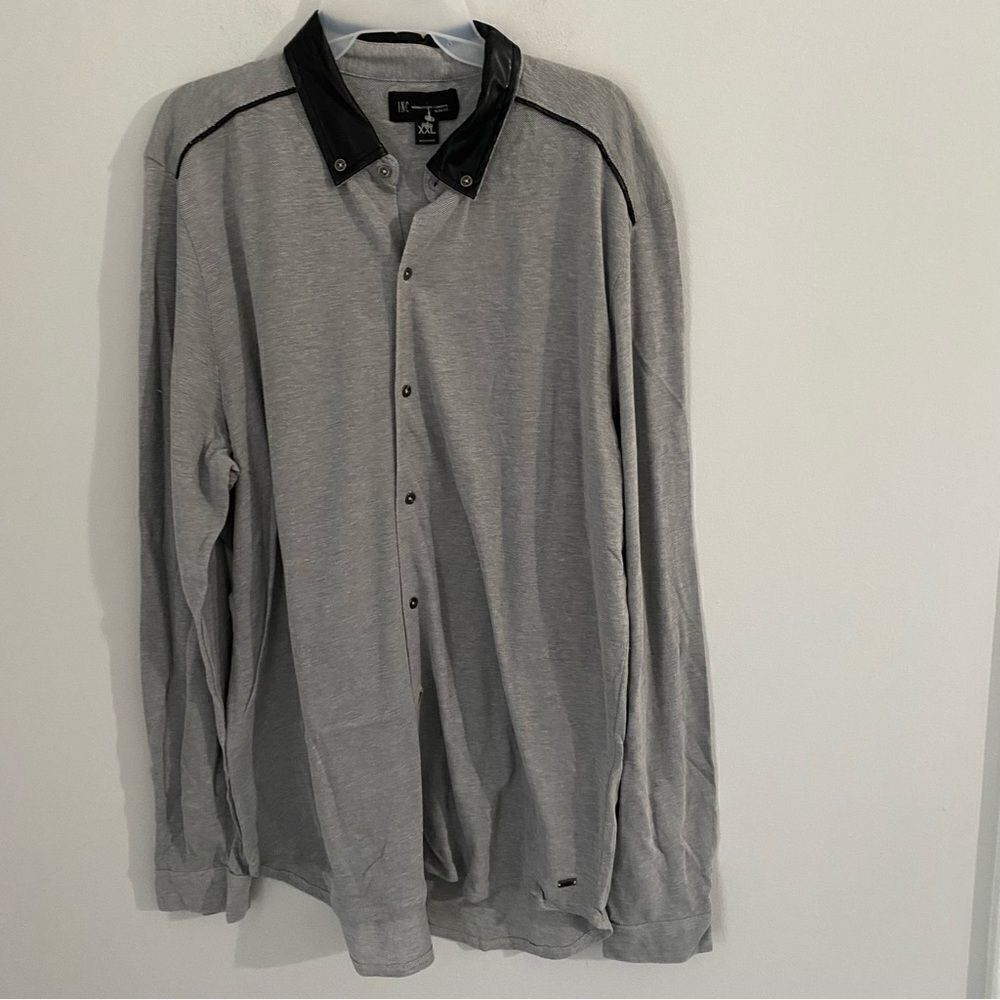 Inc Men’s Slim Fit Gray Button Front Casual Shirt
